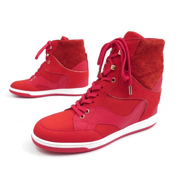 NEUF CHAUSSURES LOUIS VUITTON BASKETS MONTANTES 39.5 CLIFF TOP WEDGE BOOTS 790€