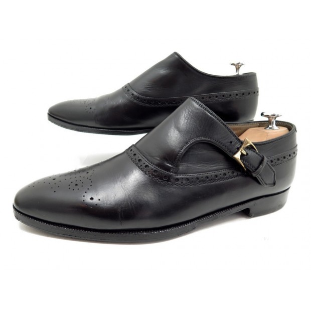 CHAUSSURES BERLUTI MOCASSINS A BOUCLE 7 41 CUIR NOIR DARK LEATHER SHOES 1530€