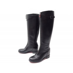 CHAUSSURES CHRISTIAN LOUBOUTIN FORESTA 35 BOTTES CAVALIERES EN CUIR NOIR 1095€