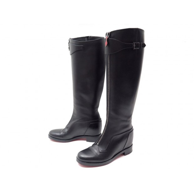 CHAUSSURES BOTTES CHRISTIAN LOUBOUTIN FORESTA 39 CAVALIERES CUIR NOIR