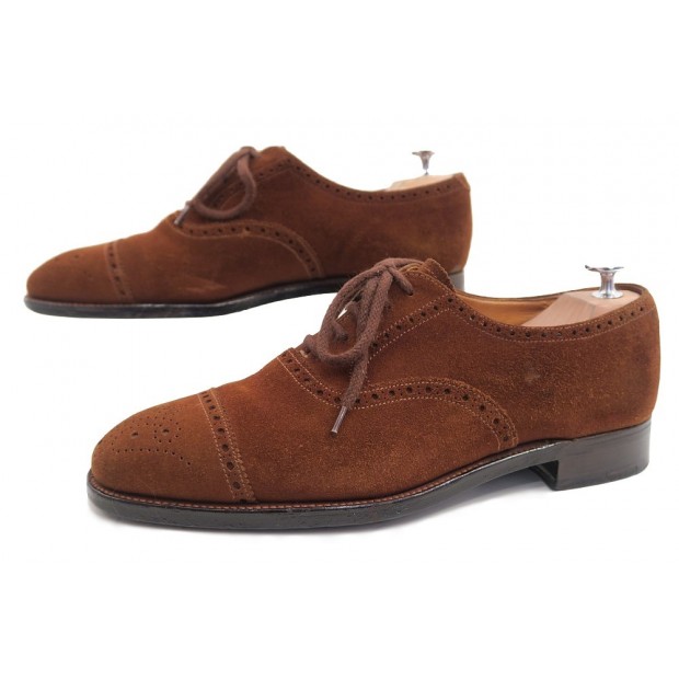 CHAUSSURES CROCKETT & JONES ADLGATE RICHELIEU 7.5E 41.5 DAIM MARRON SHOES 495