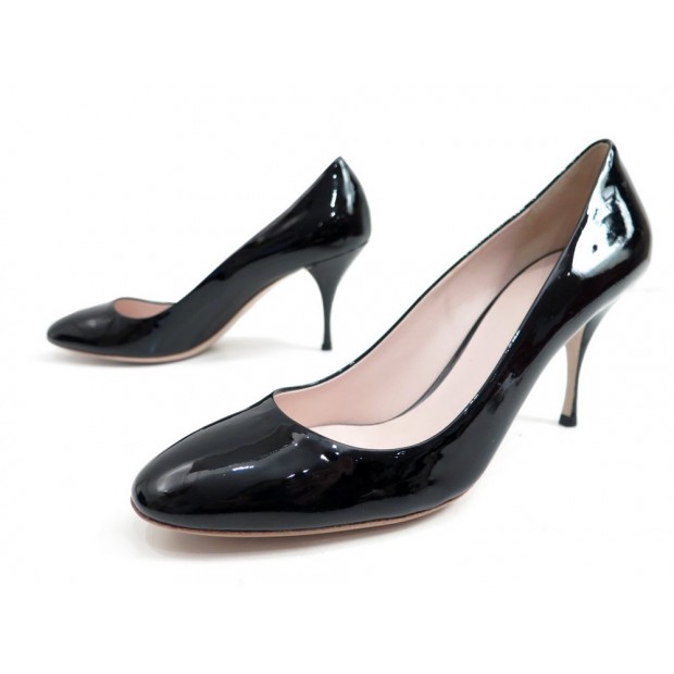 NEUF CHAUSSURES PRADA CUIR VERNIS NOIR 42 