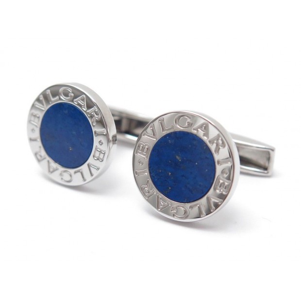 NEUF BOUTONS DE MANCHETTES BULGARI BVLGARI LAPIS LAZULI & ARGENT CUFFLINKS 530€