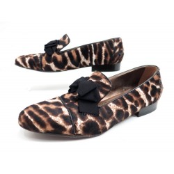 CHAUSSURES LANVIN MOCASSINS AVEC NOEUDS MOTIFS LEOPARD 38 + BOITE SHOES 345€