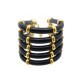 NEUF BRACELET CHANEL T 18 MANCHETTE 5 LIENS EN CUIR NOIR & METAL DORE CUFF 630€