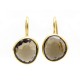  NEUF BOUCLES D'OREILLES ADELLINE OR 18K & QUARTZ FUME 