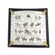 FOULARD HERMES CADRE NOIR COLONEL MARGOT CARRE SOIE NOIR BLACK SILK SCARF 360€