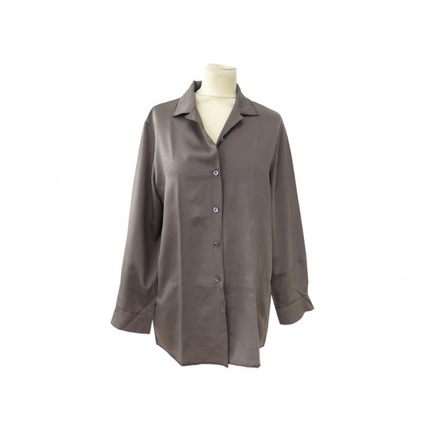 CHEMISIER HERMES HAUT TAILLE 36 S EN 100% SOIE GRISE CHEMISE SILK SHIRT 1650€