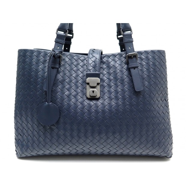 NEUF SAC A MAIN BOTTEGA VENETA ROMA MEDIUM 171265 EN CUIR TRESSE BLEU BAG 3200€