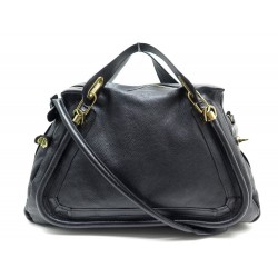  SAC A MAIN CHLOE PARATY GM CUIR NOIR BANDOULIERE 