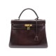 VINTAGE SAC A MAIN HERMES KELLY 31 EN CUIR BOX MARRON 