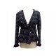 NEUF VESTE CHANEL CINTREE AVEC CEINTURE P36022 T 38 M EN TWEED BLEU JACKET 3950€