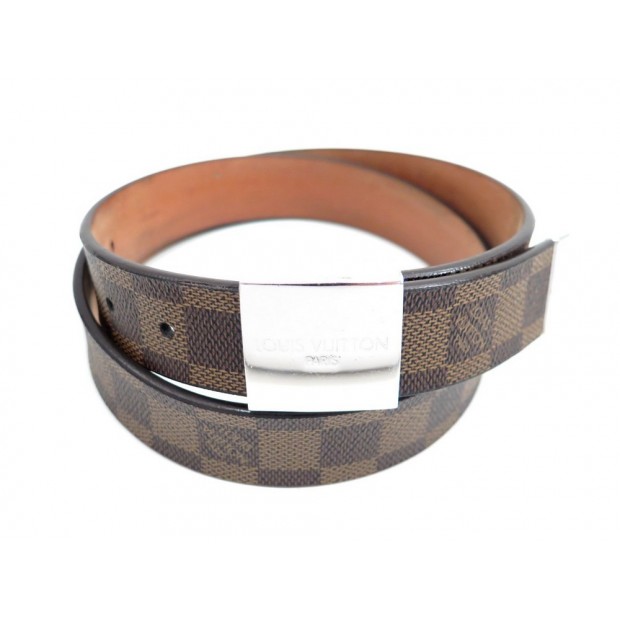 CEINTURE LOUIS VUITTON T 85 EN TOILE DAMIER EBENE BOUCLE ACIER + SAC BELT 335€