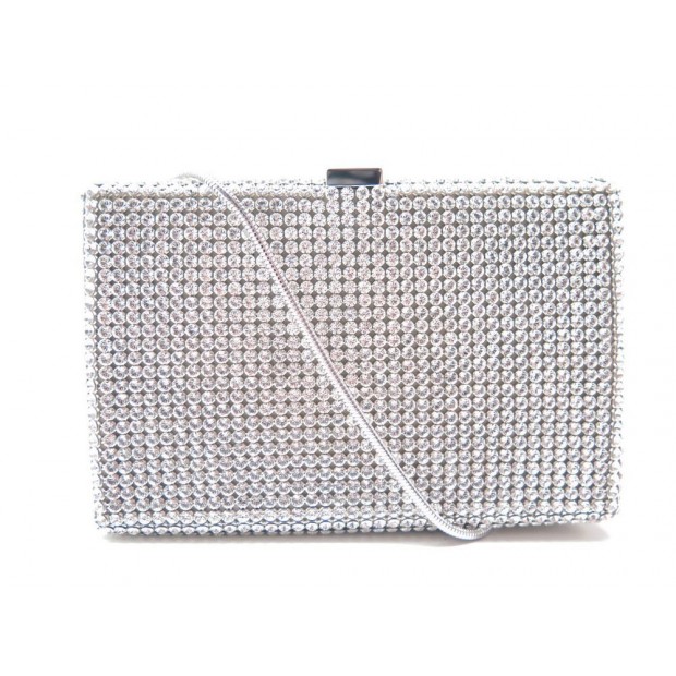 NEUF SAC A MAIN POCHETTE DANIEL SWAROVSKI CRISTAL ARGENT BANDOULIERE CLUTCH 400€