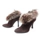 NEUF BOTTINES A TALONS HERMES BOA H102014Z 36 CUIR CHEVRE & FOURRURE BOOTS 850€