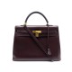 SAC A MAIN HERMES KELLY SELLIER 36 CUIR EVERGRAIN MARRON BANDOULIERE PURSE 7700€