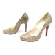 NEUF CHAUSSURES CHRISTIAN LOUBOUTIN DECOLLETE COBRA 37 CUIR SERPENT BEIGE 1050€