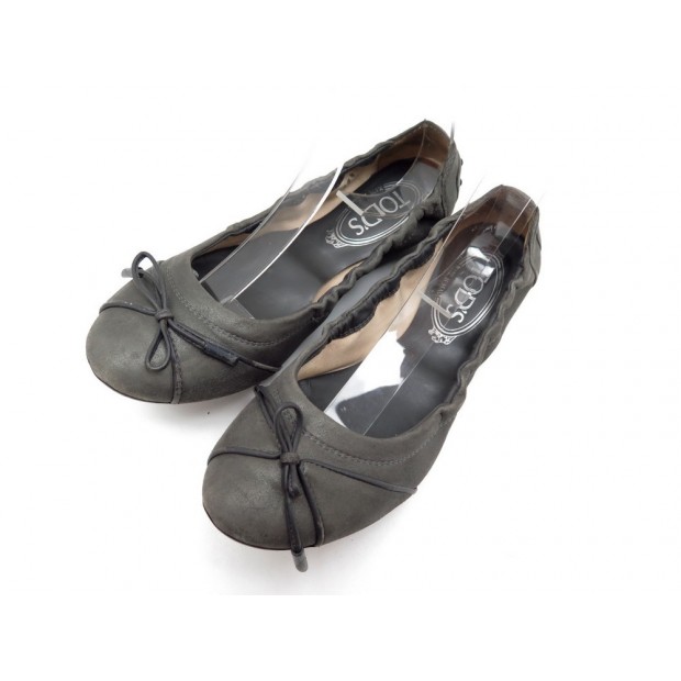 CHAUSSURES TOD S BALLERINES 36.5 IT 37.5 FR VEAU VELOURS BALLET FLAT SHOES 335