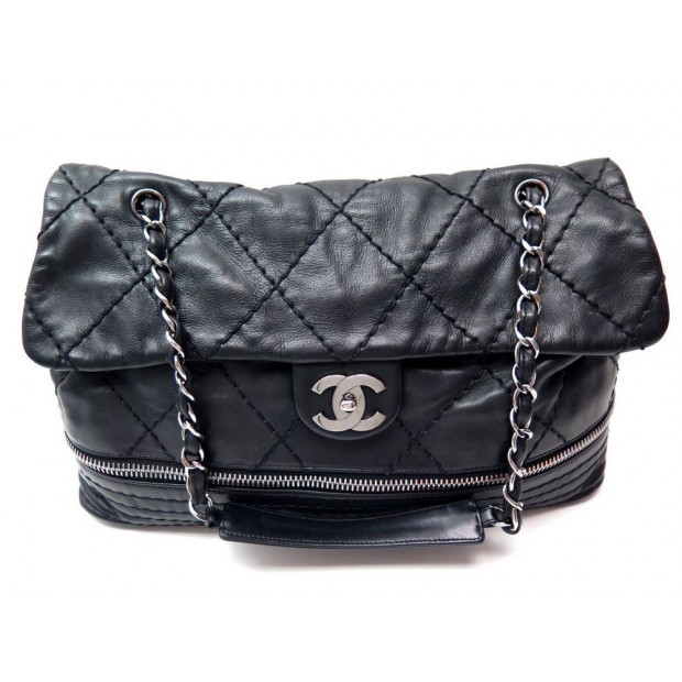 SAC A MAIN CHANEL TIMELESSE ZIP MATELASSE CUIR NOIR BLACK LEATHER HAND BAG 4200€