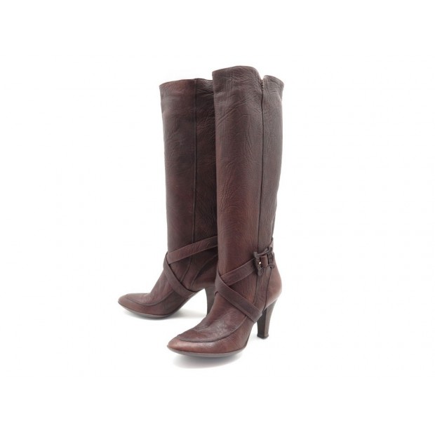 CHAUSSURES CELINE BOTTES A TALONS 40 EN CUIR MARRON LEATHER BOOTS SHOES 1000€