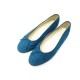 CHAUSSURES CHANEL BALLERINES G02819 LOGO CC 38 CUIR NUBUCK BLEU FLAT SHOES 570€