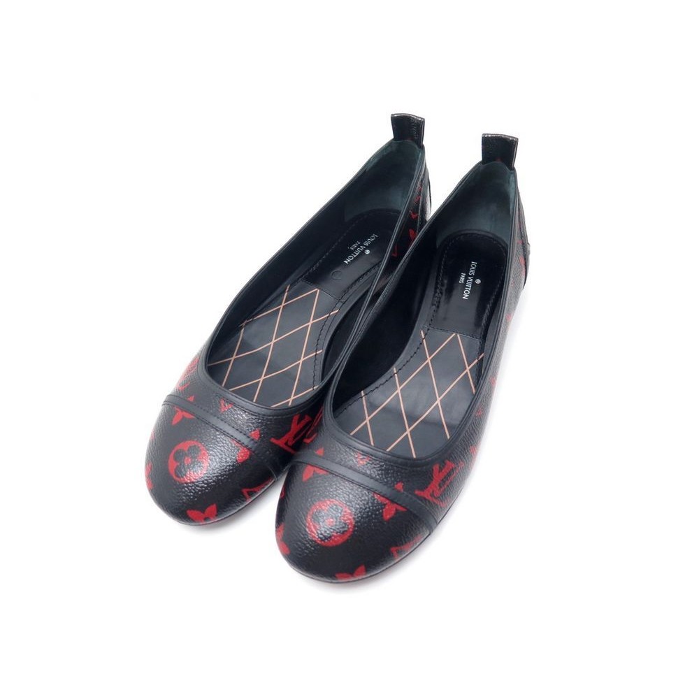 NEW RARE Louis Vuitton BLACK RED Monogram NEW REVIVAL BALLERINA Shoes 40, 9