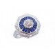 BAGUE SANS MARQUE MARQUISE OR BLANC 18CT ET PALTINE DIAMANTS SAPHIRS 