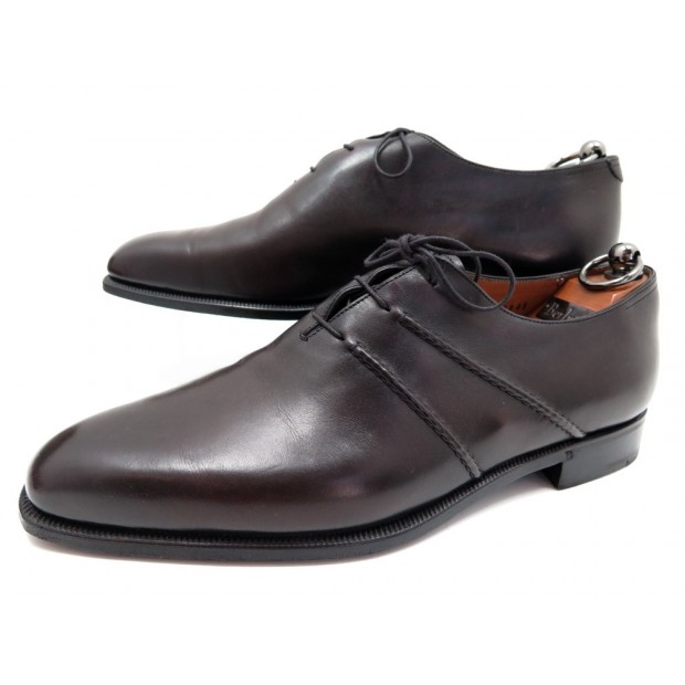 NEUF CHAUSSURES BERLUTI 0845 3 OEILLETS RICHELIEU 8.5 42.5 EN CUIR PATINE 1770€