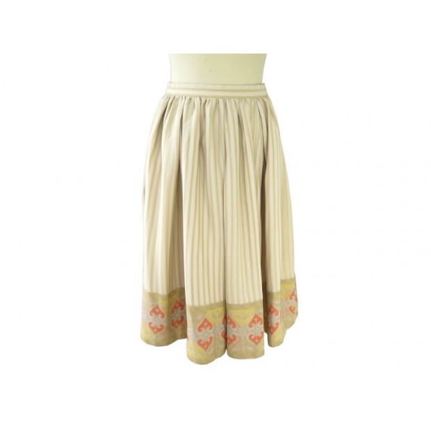 NEUF JUPE HERMES TAILLE HAUTE FRONCEE 38 M CREPE DE SOIE GEORGETTE SKIRT 1800€