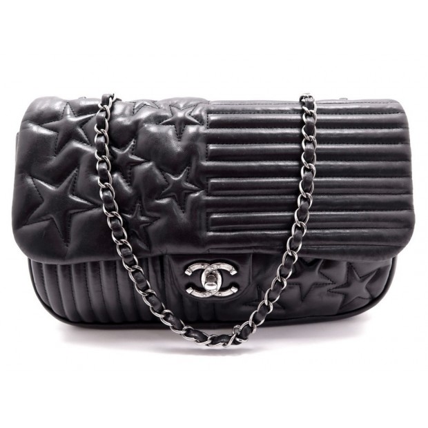 SAC A MAIN CHANEL TIMELESS PARIS DALLAS 2014 BANDOULIERE CUIR NOIR PURSE 4990€