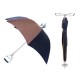 CANNE SIEGE PARAPLUIE HERMES EN TOILE COTON BLEUE & MARRON UMBRELLA SEAT CANE