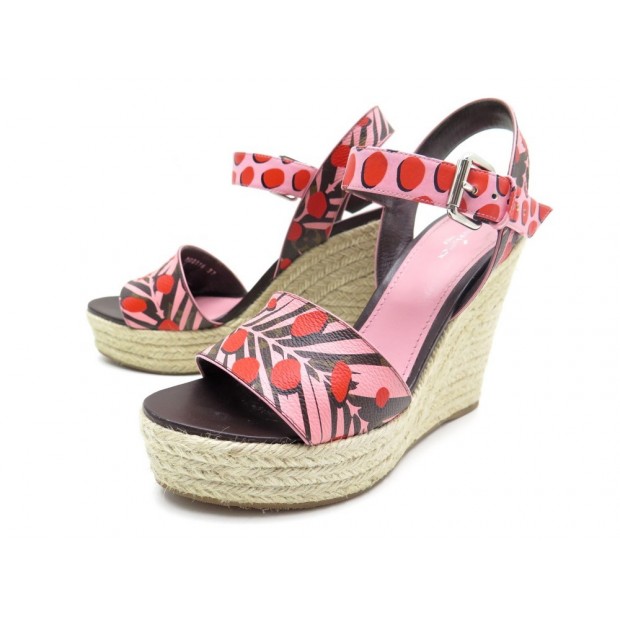 CHAUSSURES LOUIS VUITTON HIBISCUS ESPADRILLES 37 SANDALES TALONS COMPENSES 650€