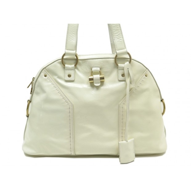 SAC A MAIN YVES SAINT LAURENT MUSE 156464 CUIR VERNI BLANC ECRU HAND BAG 1445€