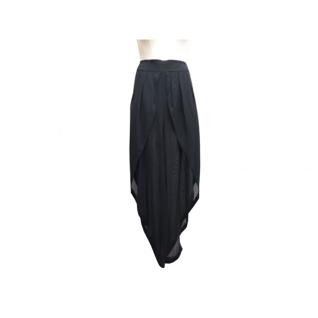 PANTALON CHANEL JUPE TAILLE HAUTE 38 M MOUSSELINE DE SOIE NOIRE PANT SKIRT 1500€