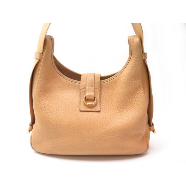 SAC A MAIN HERMES TSAKO EN CUIR TAURILLON CLEMENCE BEIGE HAND BAG PURSE 2700€