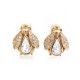 BOUCLE D'OREILLES CHRISTIAN DIOR ABEILLES A CLIP EN STRASS & METAL DORE EARRINGS