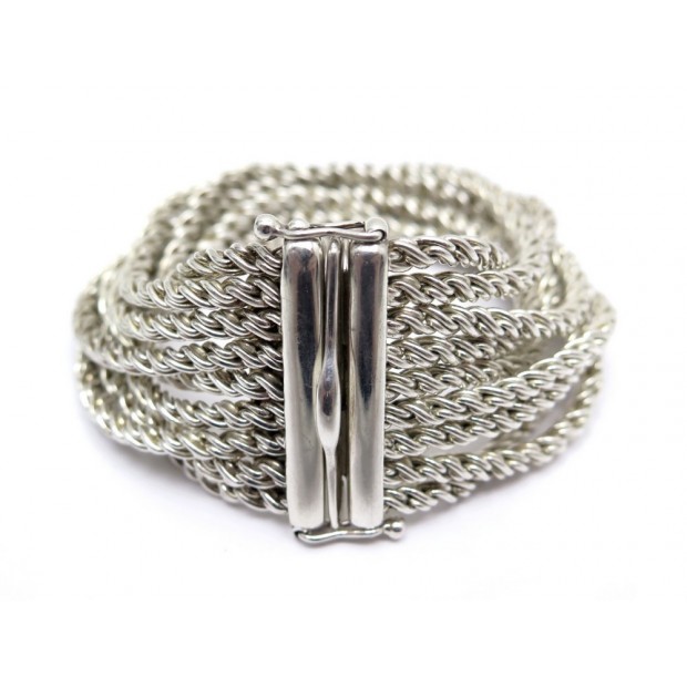 BRACELET TIFFANY & CO MULTI RANG MAILLE TORSADE 18CM EN ARGENT 925 115 GR 1500€