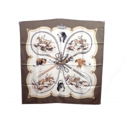 VINTAGE FOULARD HERMES LE LAISSER COURRE JEAN DE FOUGEROLLE SOIE SILK SCARF 345€