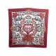 FOULARD HERMES DECOUPAGES ANNA ROSAT EN SOIE ROUGE BORDEAUX + BOITE SCARF 345€