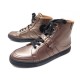 NEUF CHAUSSURES HERMES QUANTUM 37.5 BASKETS CUIR DORE BRONZE SNEAKERS SHOES 720€