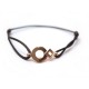 NEUF BRACELET LIEN TOURNAIRE SIGNE ECLIPSE ROND EN OR JAUNE CORDON MARRON 660€