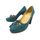 CHAUSSURES HERMES ESCARPINS 37.5 EN DAIM VERT BOITE DEER GREEN COURT SHOES 665