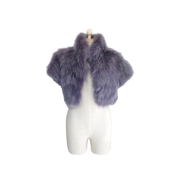 NEUF VESTE COURTE GUCCI 40 IT 36 S EN FOURRURE RENARD VIOLET JACKET FUR 4500€