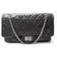 SAC A MAIN CHANEL 2.55 GM MADEMOISELLE EN CUIR NOIR METALLISE BOITE PURSE 5520€