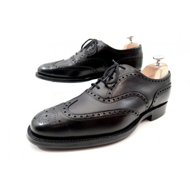 NEUF CHAUSSURES CHURCH'S CHETWYND RICHELIEU 7G 41 LARGE EN CUIR NOIR SHOES 620