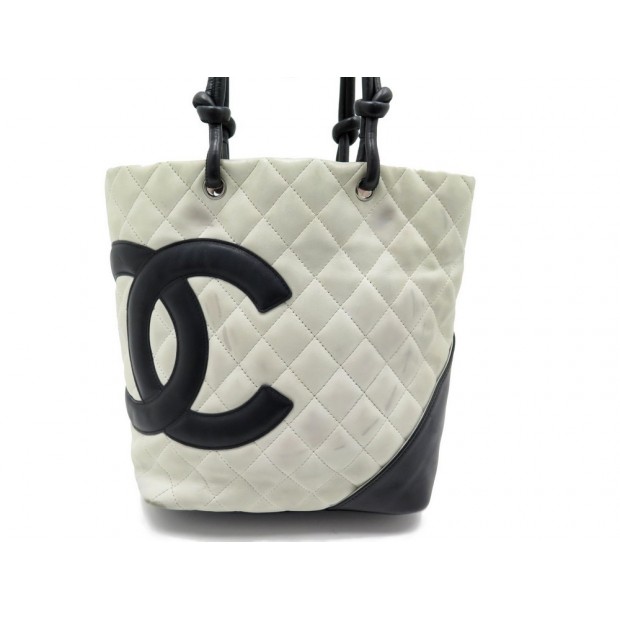 SAC A MAIN CHANEL SHOPPING CAMBON MATELASSE CABAS EN CUIR ECRU HAND BAG 2800€