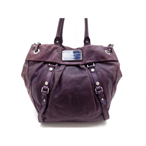 SAC A MAIN MARC BY MARC JACOBS DR Q FRAZER CABAS 40 CM EN CUIR VIOLET HAND BAG