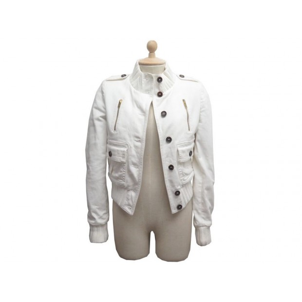 VESTE GUCCI 192498 38 IT 34 36 FR S XS BLOUSON EN JEAN DENIM BLANC JACKET 2500€