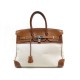  SAC A MAIN HERMES BIRKIN 35 CM TOILE CUIR PALLADIE 