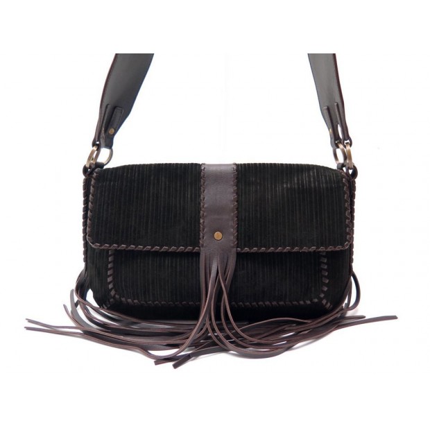 SAC A MAIN GIVENCHY BESACE 33CM DAIM CUIR MARRON BANDOULIERE FRANGES PURSE 1200€